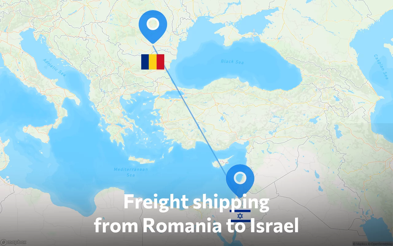 Shipping route from Romania to Israel