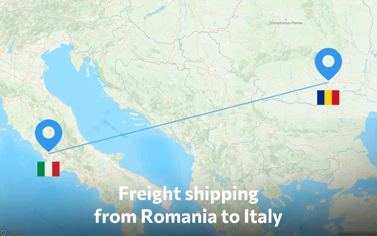 Shipping route from Romania to Italy