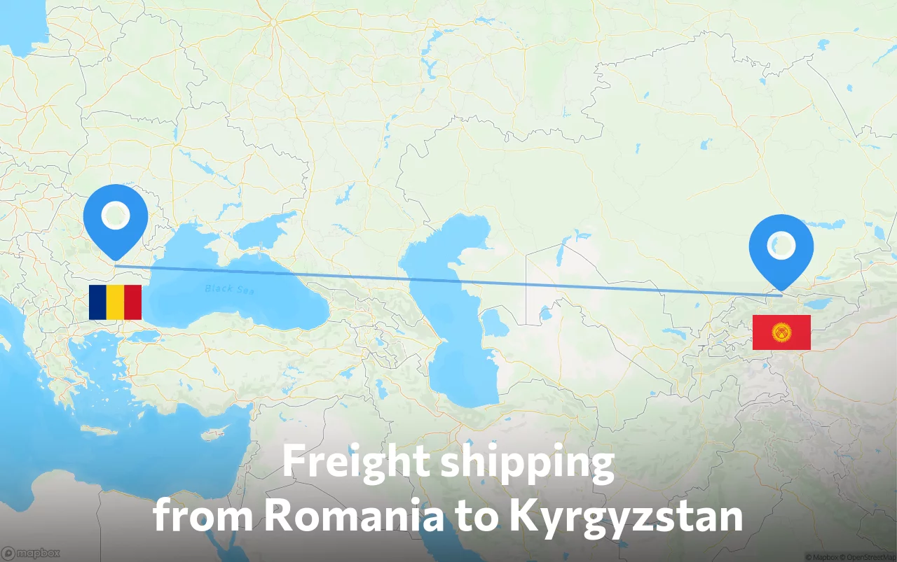 Shipping route from Romania to Kyrgyzstan