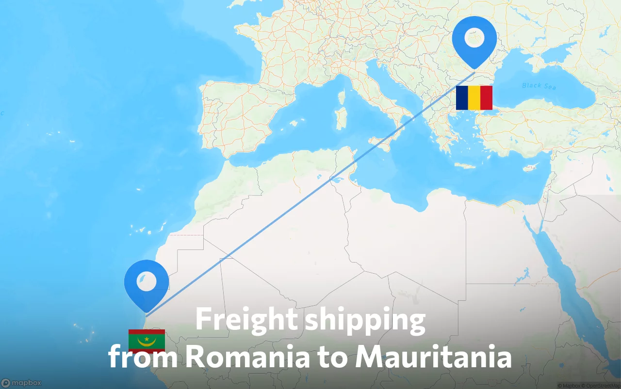 Shipping route from Romania to Mauritania