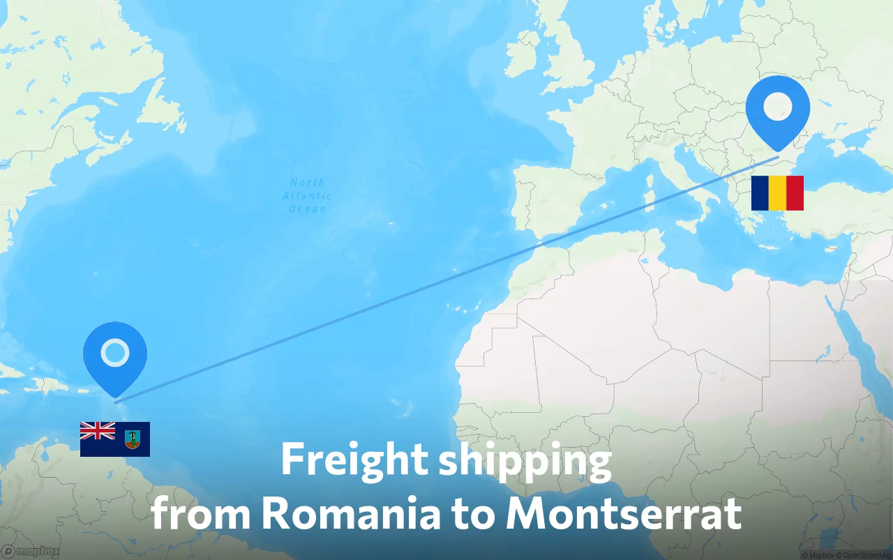 Shipping route from Romania to Montserrat