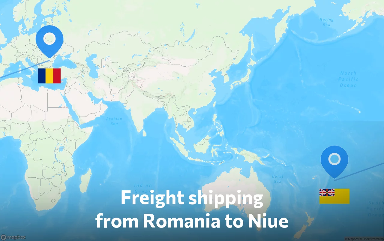 Shipping route from Romania to Niue