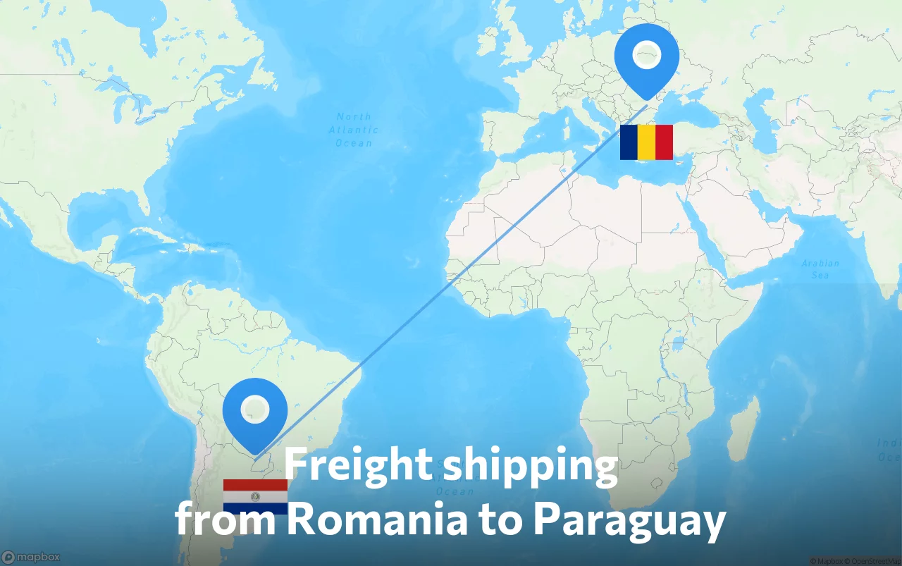 Shipping route from Romania to Paraguay