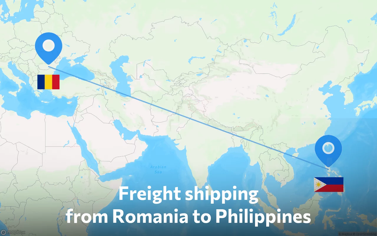 Shipping route from Romania to Philippines