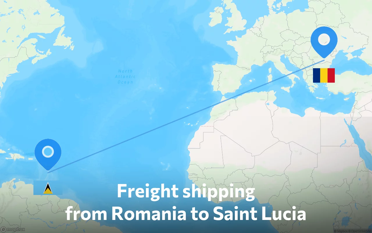 Shipping route from Romania to Saint Lucia