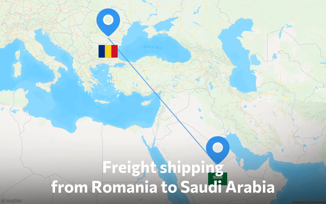 Shipping route from Romania to Saudi Arabia