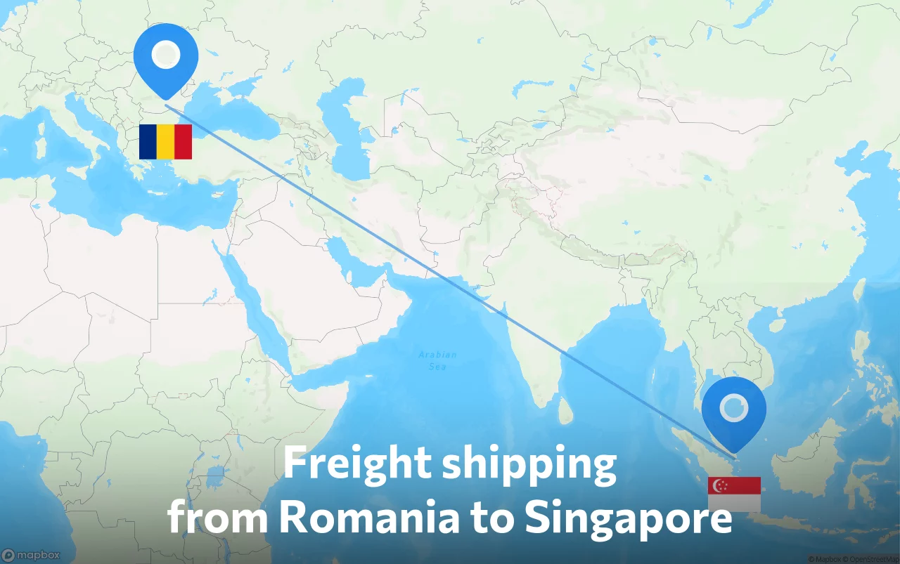 Shipping route from Romania to Singapore