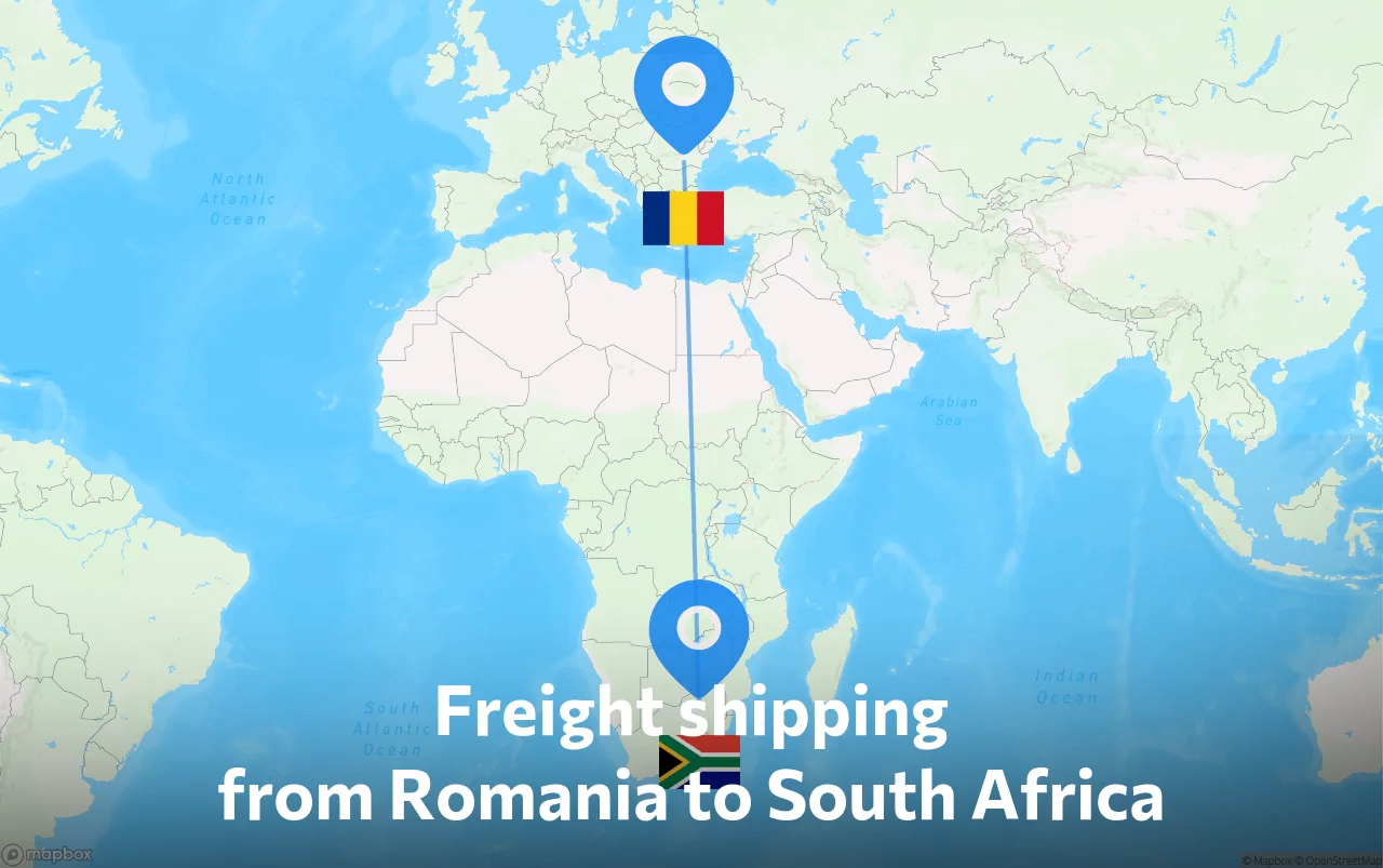 Shipping route from Romania to South Africa