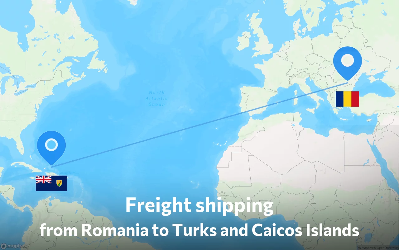 Shipping route from Romania to Turks and Caicos Islands
