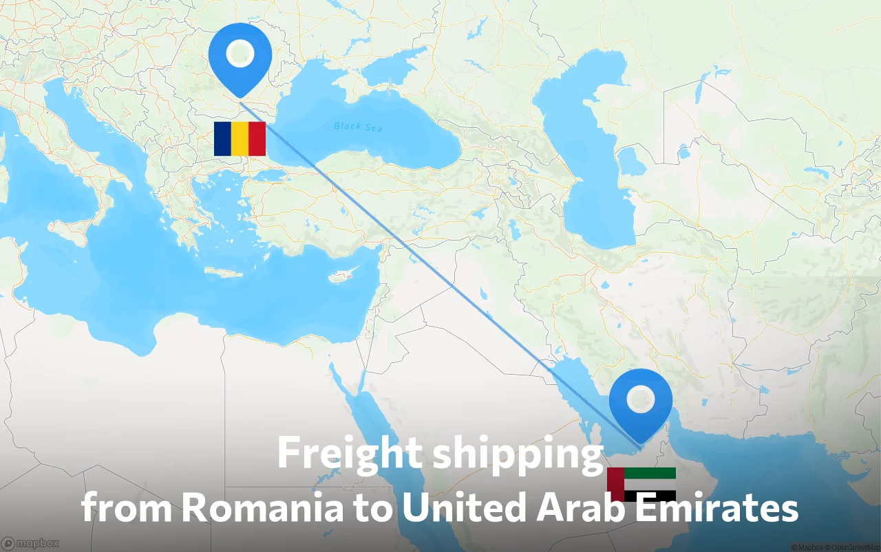 Shipping route from Romania to United Arab Emirates