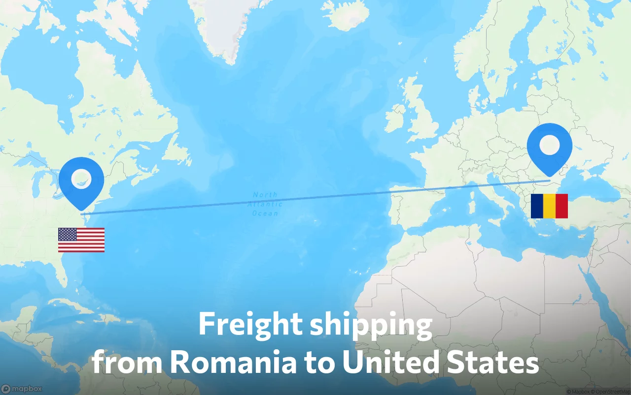Shipping route from Romania to United States