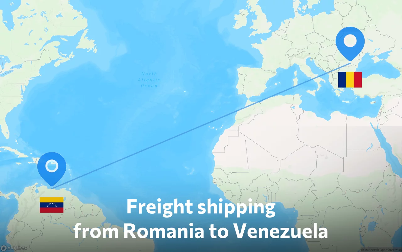 Shipping route from Romania to Venezuela