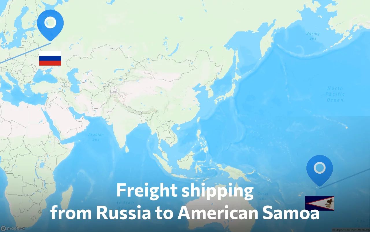 Shipping route from Russia to American Samoa
