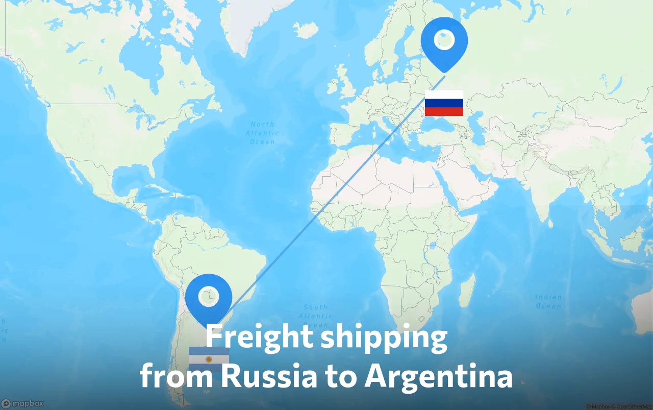 Shipping route from Russia to Argentina