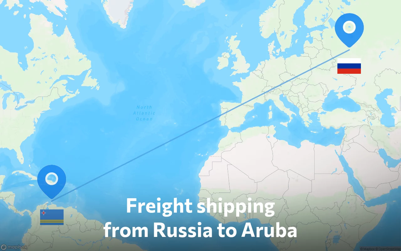 Shipping route from Russia to Aruba