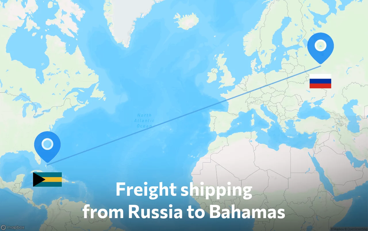 Shipping route from Russia to Bahamas