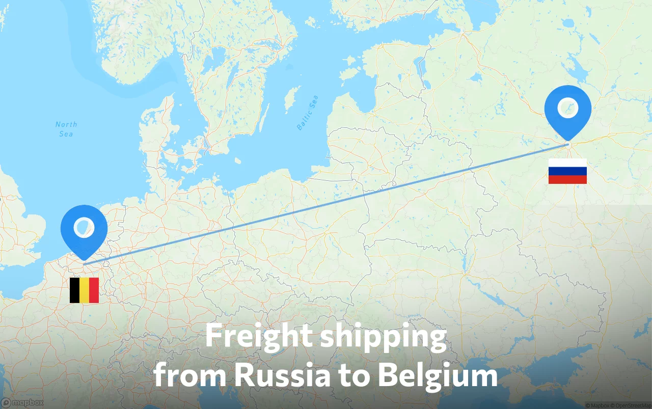 Shipping route from Russia to Belgium