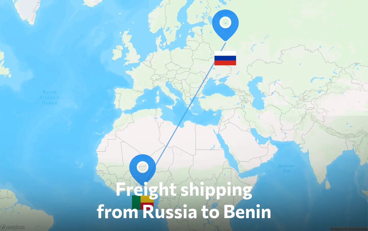 Shipping route from Russia to Benin