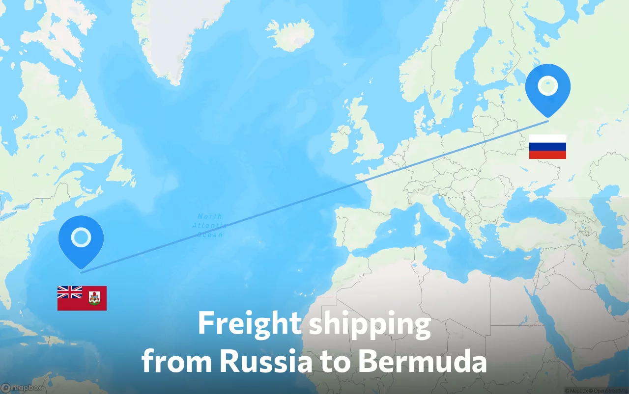 Shipping route from Russia to Bermuda