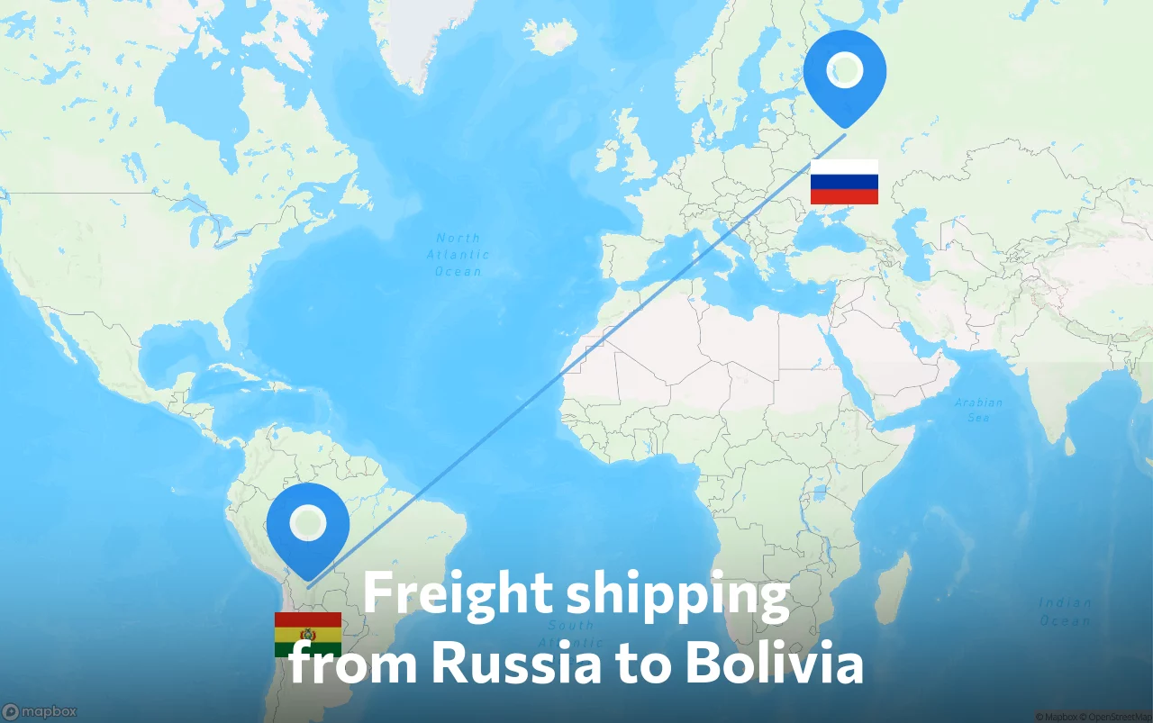 Shipping route from Russia to Bolivia
