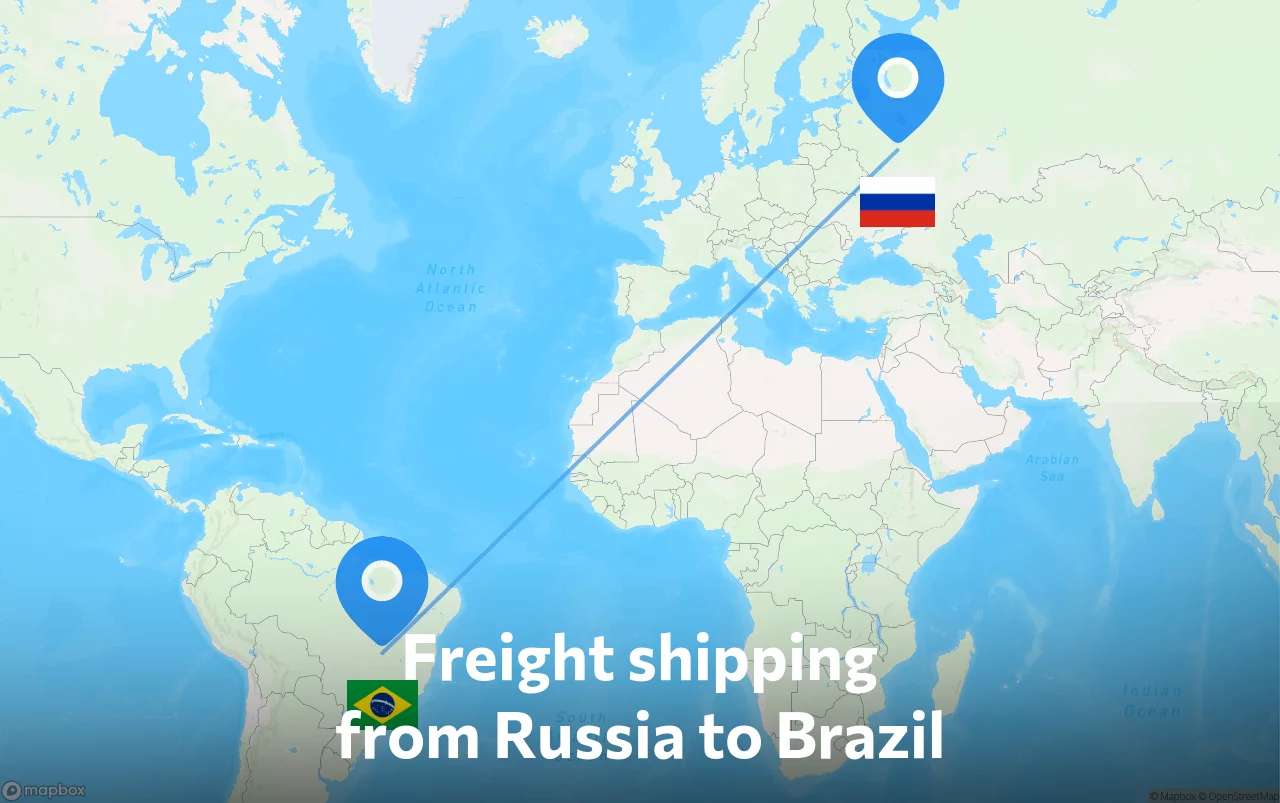 Shipping route from Russia to Brazil