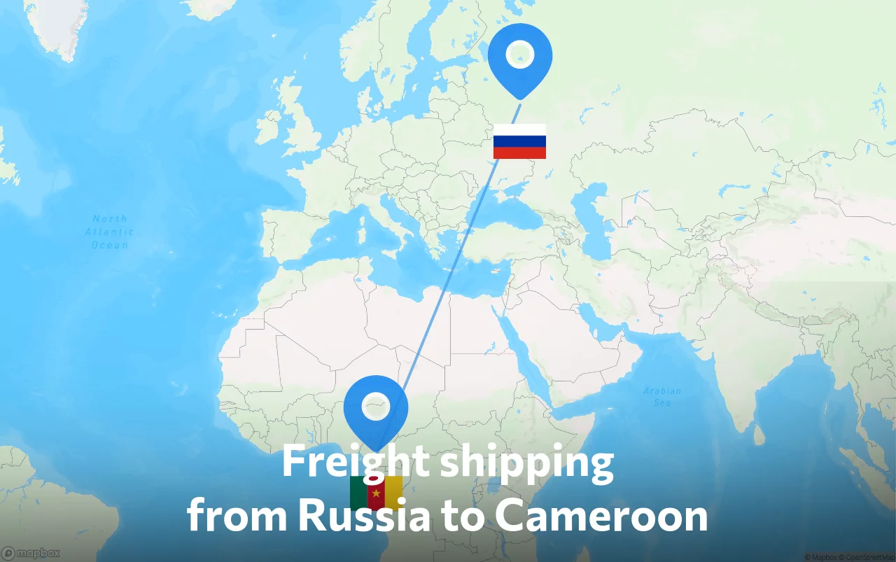 Shipping route from Russia to Cameroon