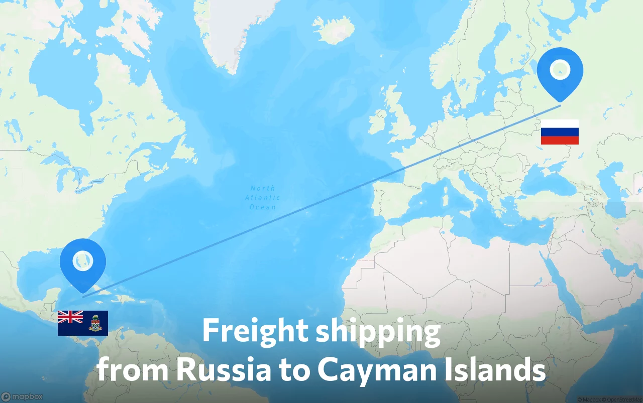 Shipping route from Russia to Cayman Islands