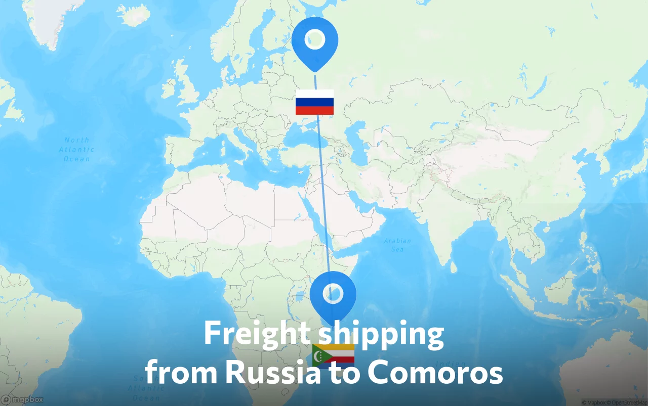 Shipping route from Russia to Comoros