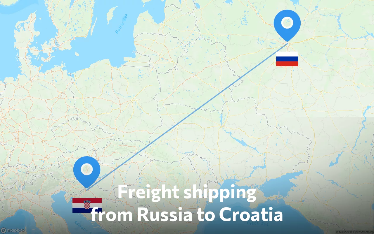 Shipping route from Russia to Croatia
