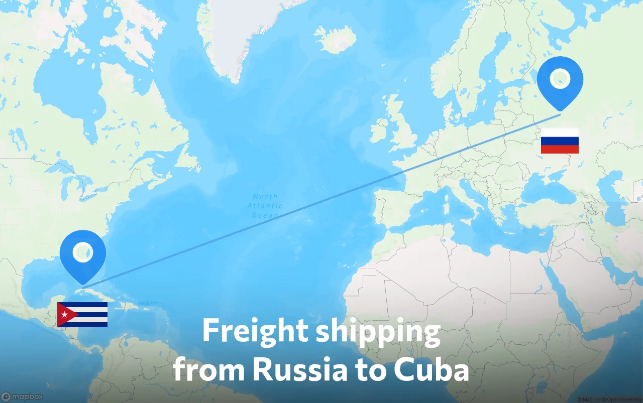 Shipping route from Russia to Cuba