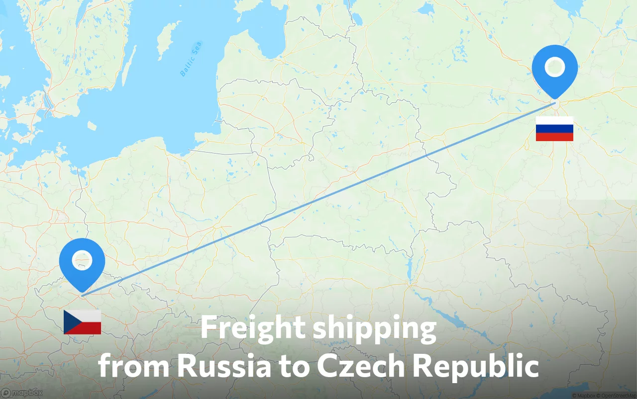 Shipping route from Russia to Czech Republic
