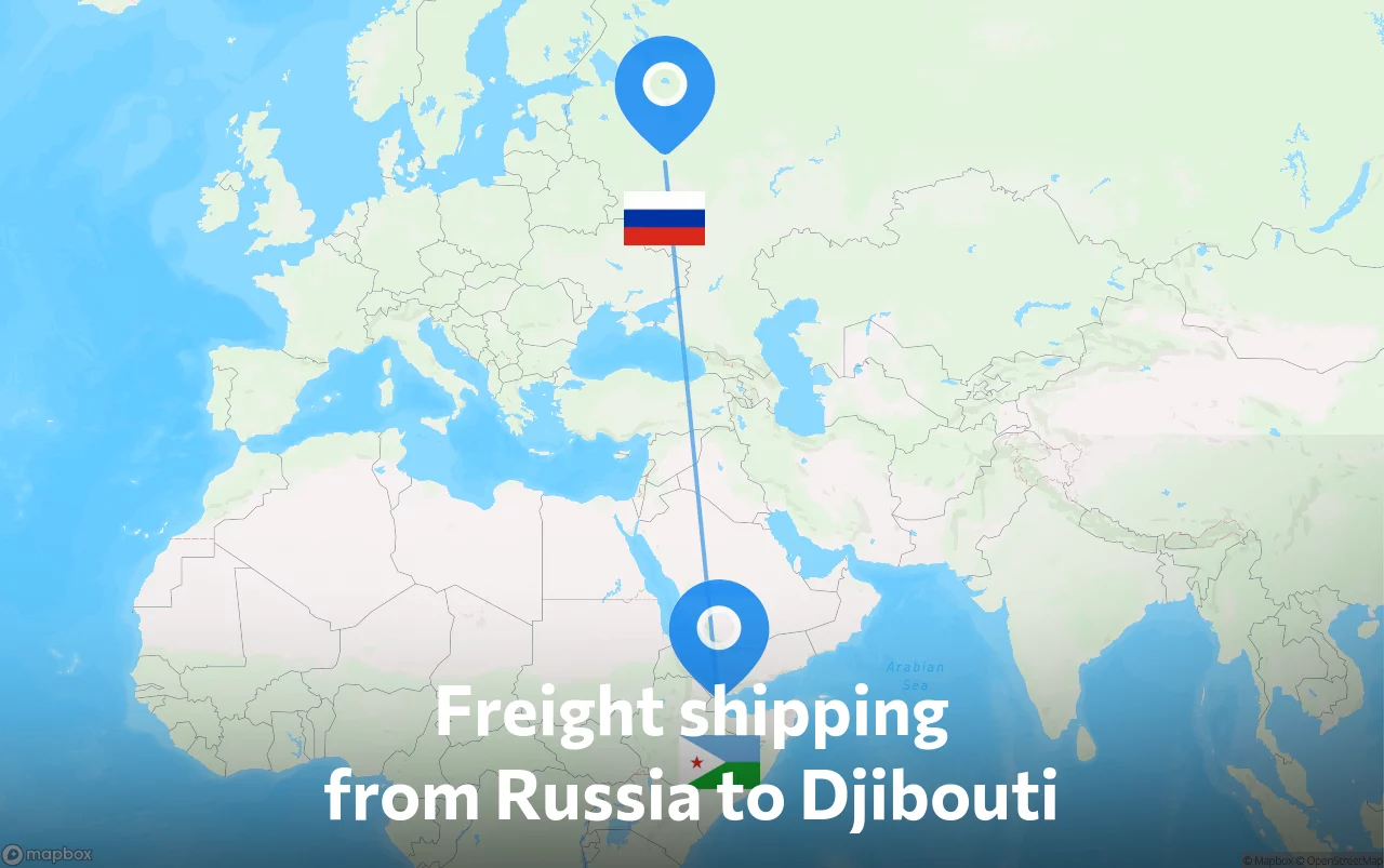 Shipping route from Russia to Djibouti