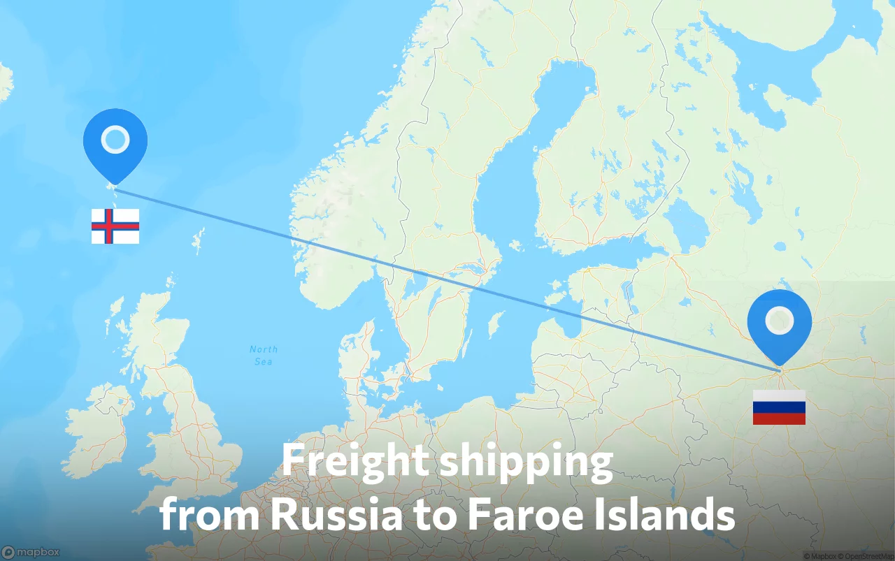Shipping route from Russia to Faroe Islands