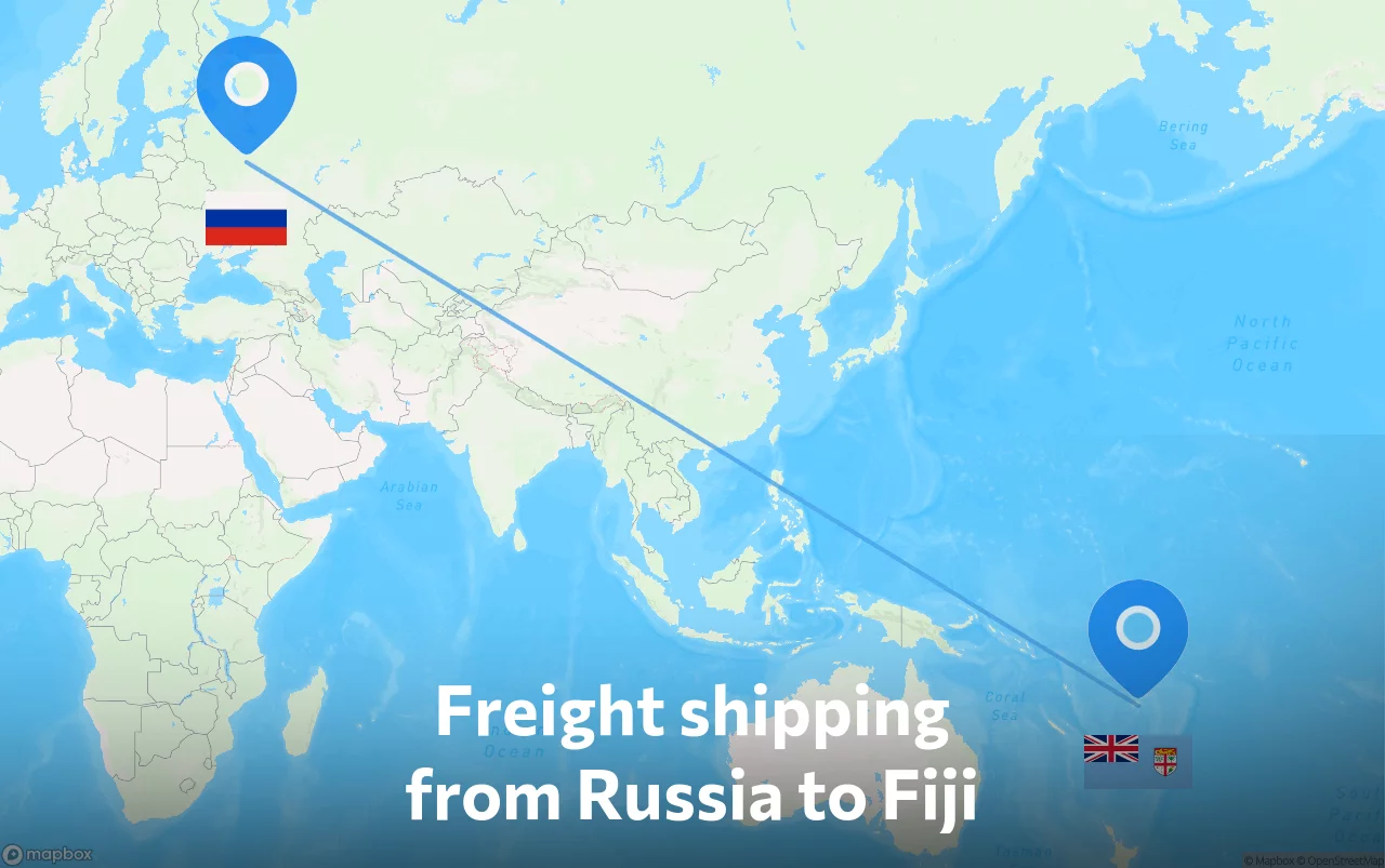 Shipping route from Russia to Fiji