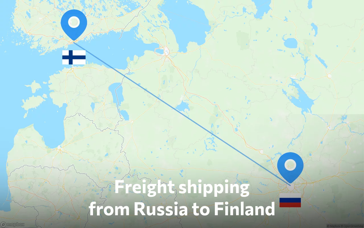 Shipping route from Russia to Finland