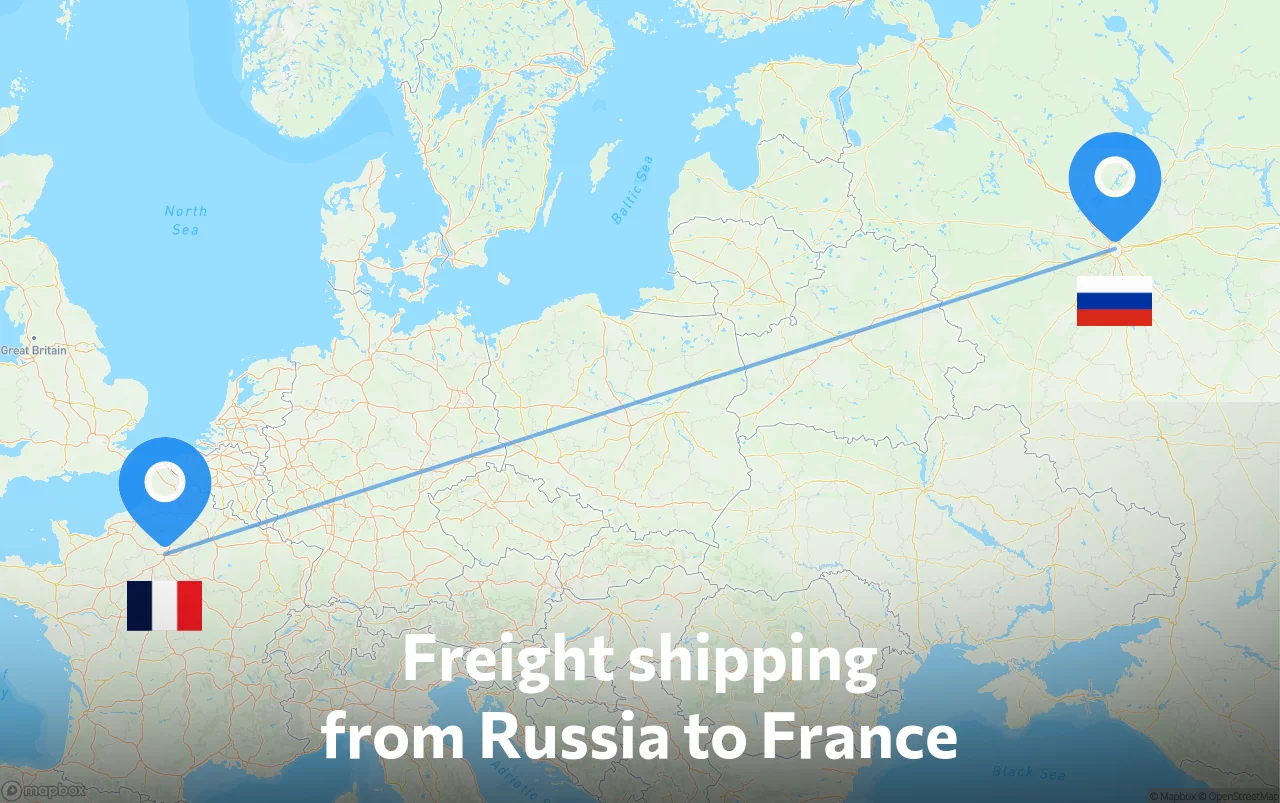 Shipping route from Russia to France