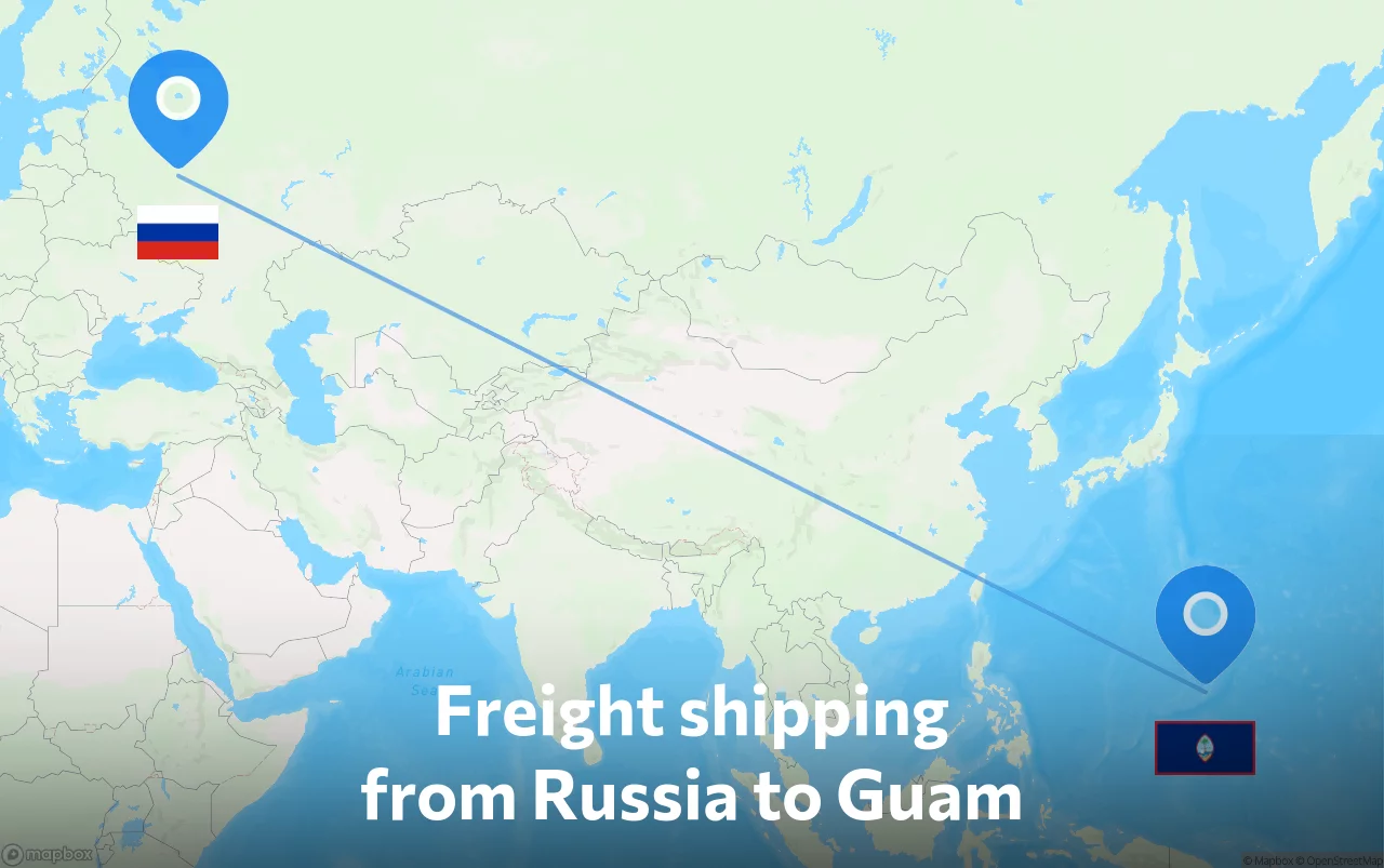 Shipping route from Russia to Guam