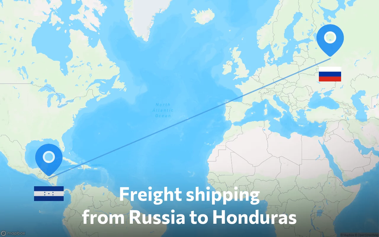 Shipping route from Russia to Honduras