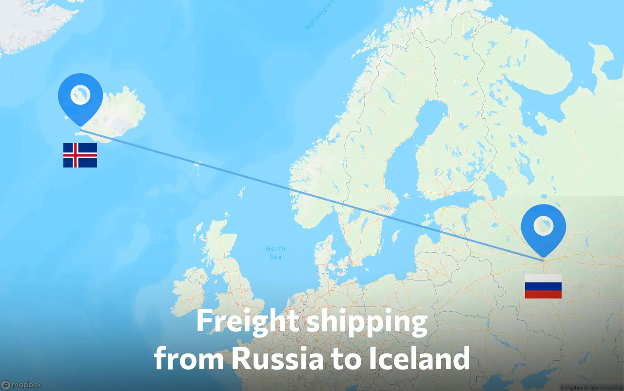 Shipping route from Russia to Iceland