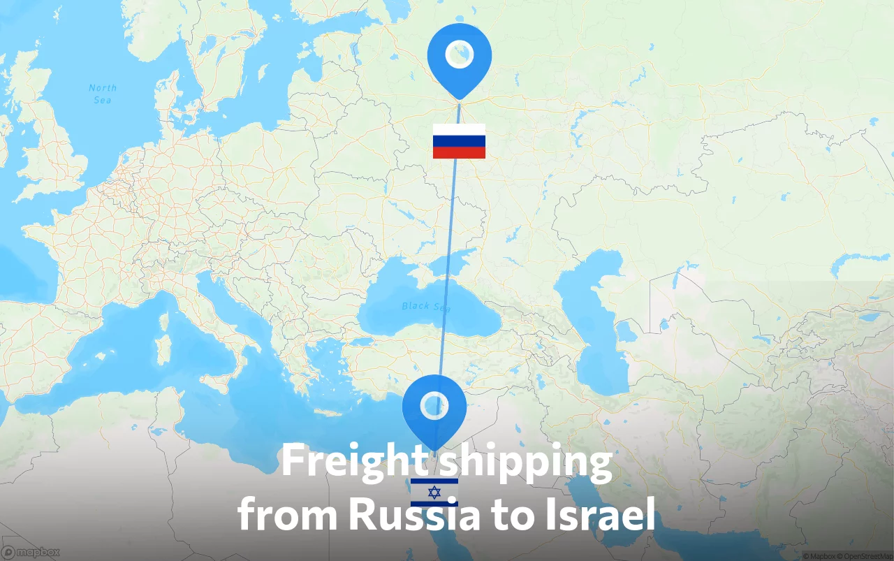 Shipping route from Russia to Israel