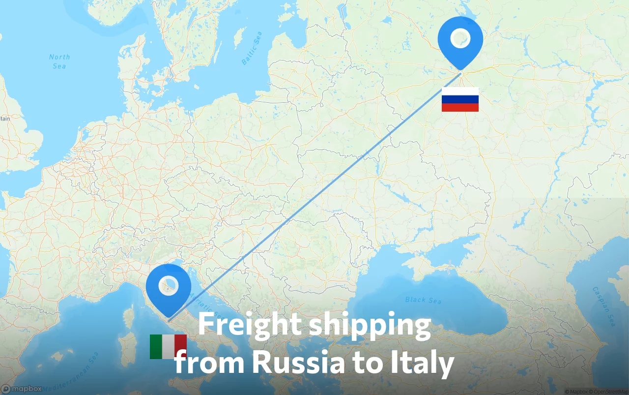 Shipping route from Russia to Italy