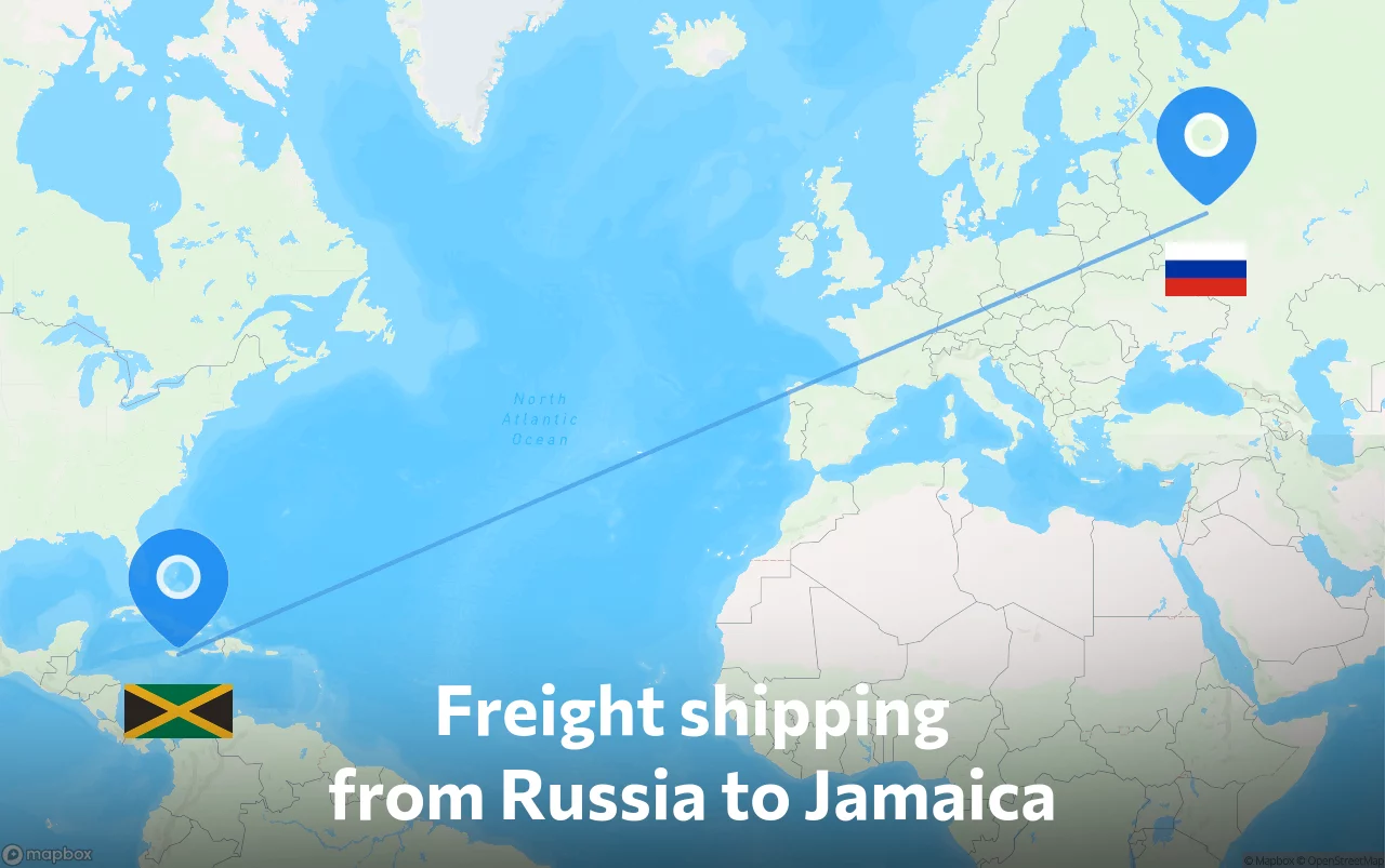 Shipping route from Russia to Jamaica