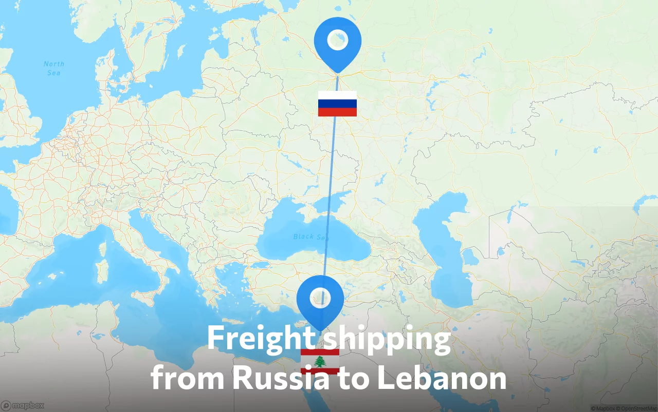 Shipping route from Russia to Lebanon