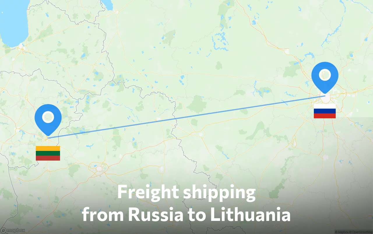 Shipping route from Russia to Lithuania