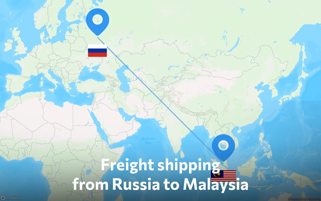 Shipping route from Russia to Malaysia