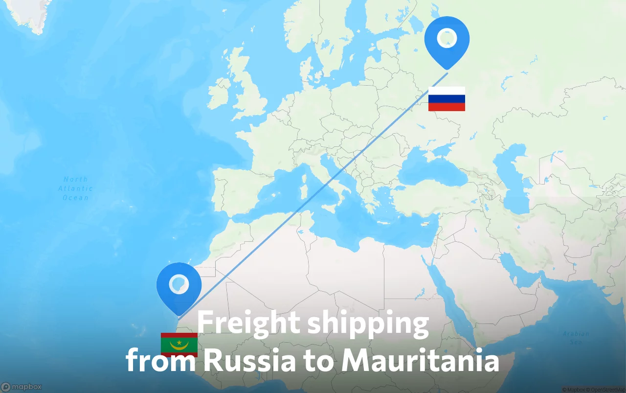 Shipping route from Russia to Mauritania