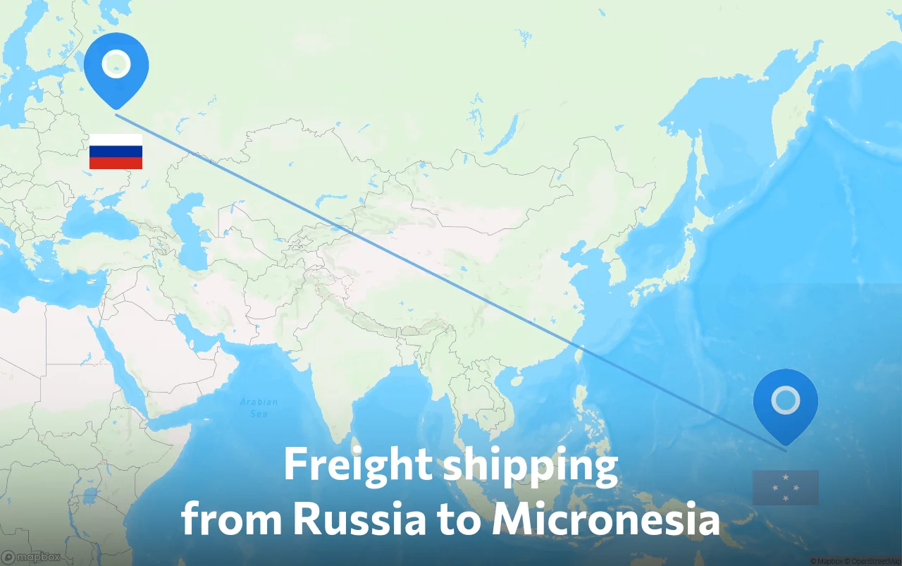 Shipping route from Russia to Micronesia