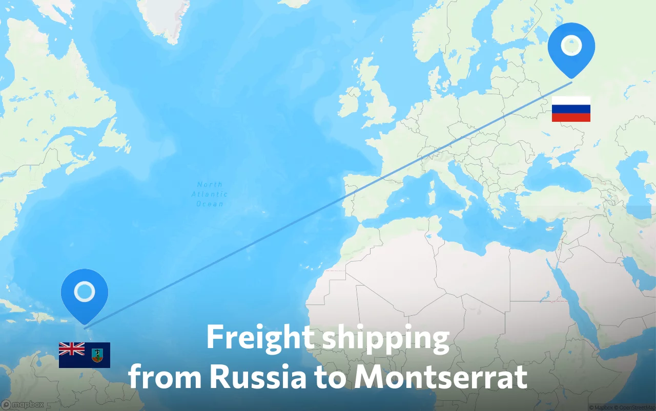 Shipping route from Russia to Montserrat
