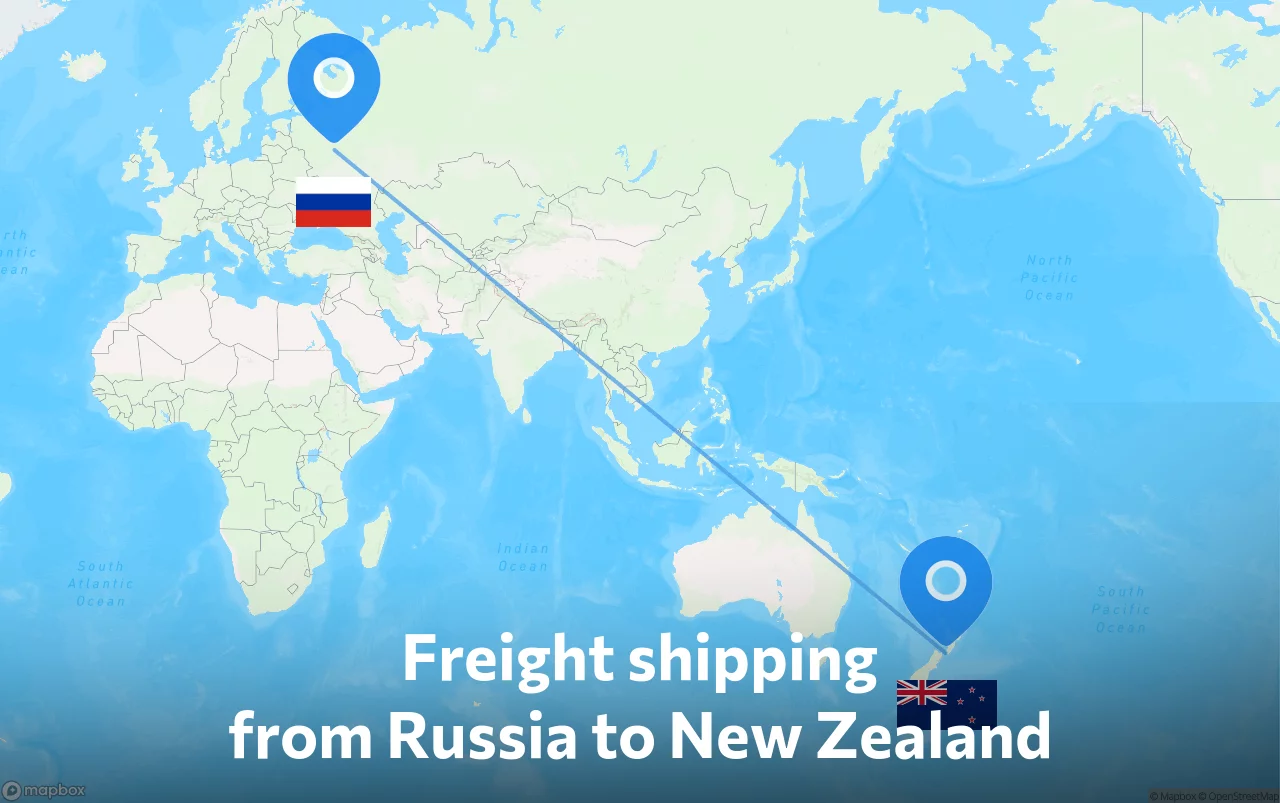 Shipping route from Russia to New Zealand