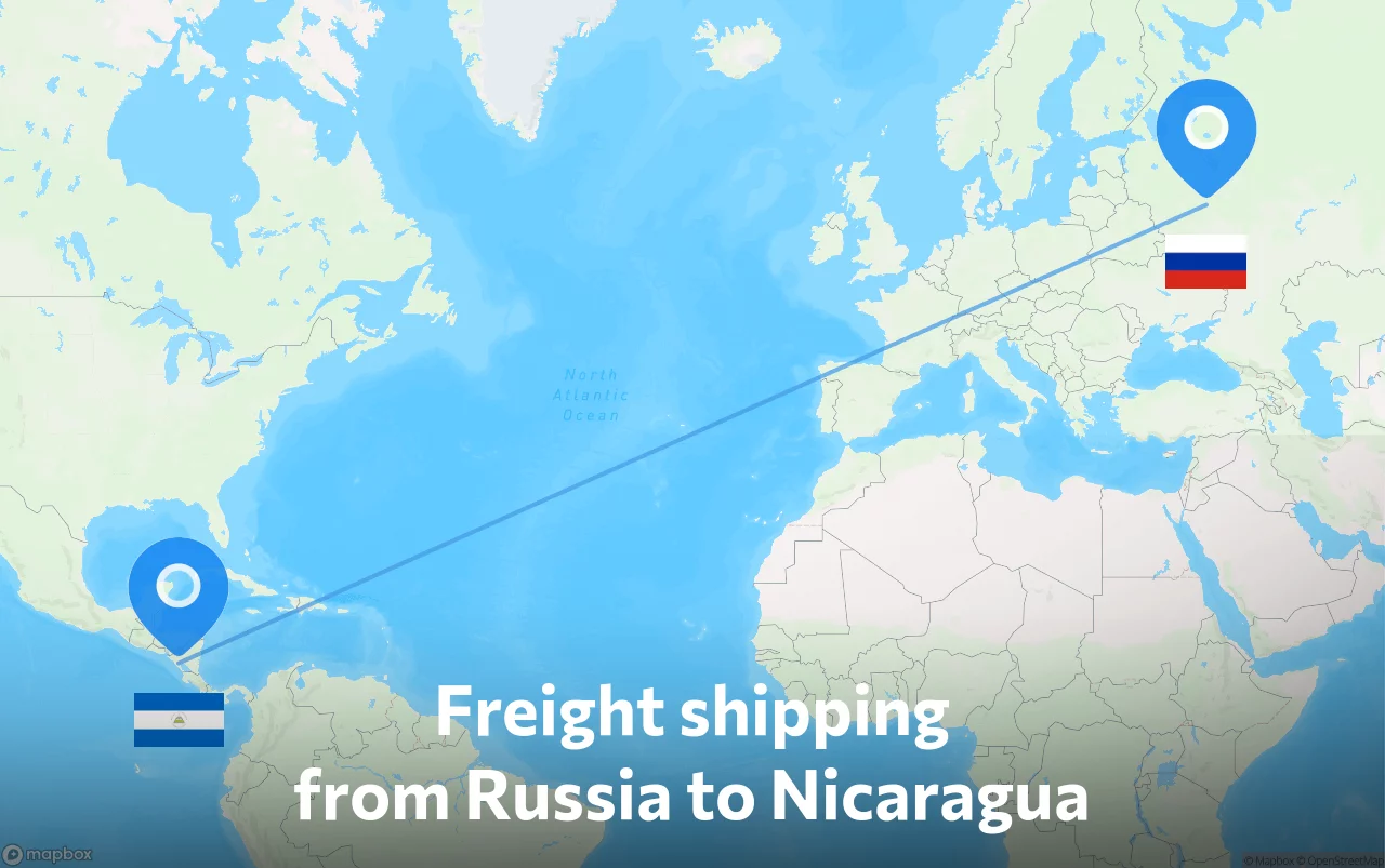 Shipping route from Russia to Nicaragua